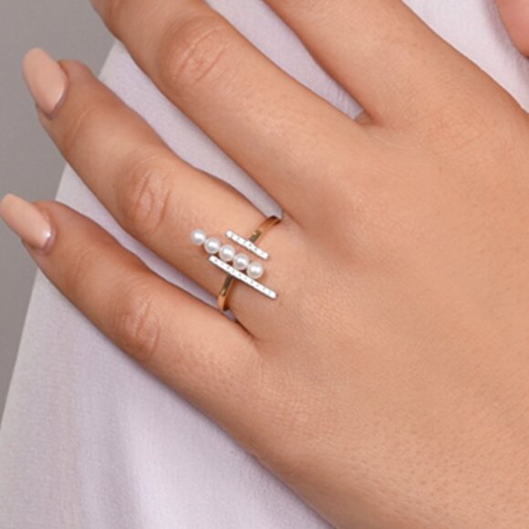 ISO . MATEO 14-karat Gold, Diamond And Pearl Ring - Picture 2 of 2